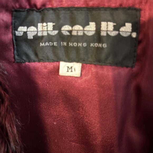 Vintage Split End Ltd 100% Rabbit Fur Coat Burgundy Size Mefium - Picture 3 of 9